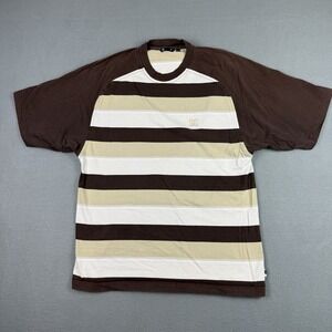 DC Shoes Stripe T-shirt‎ Mens Large Brown Short Sleeve Y2K Skater